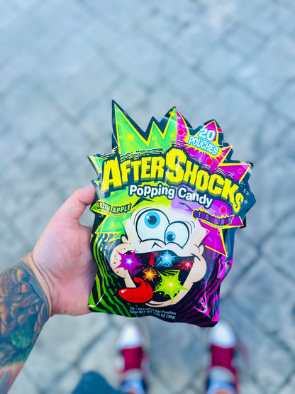 Aftershocks Popping Candy – Green Apple & Strawberry  (20 Pouches)