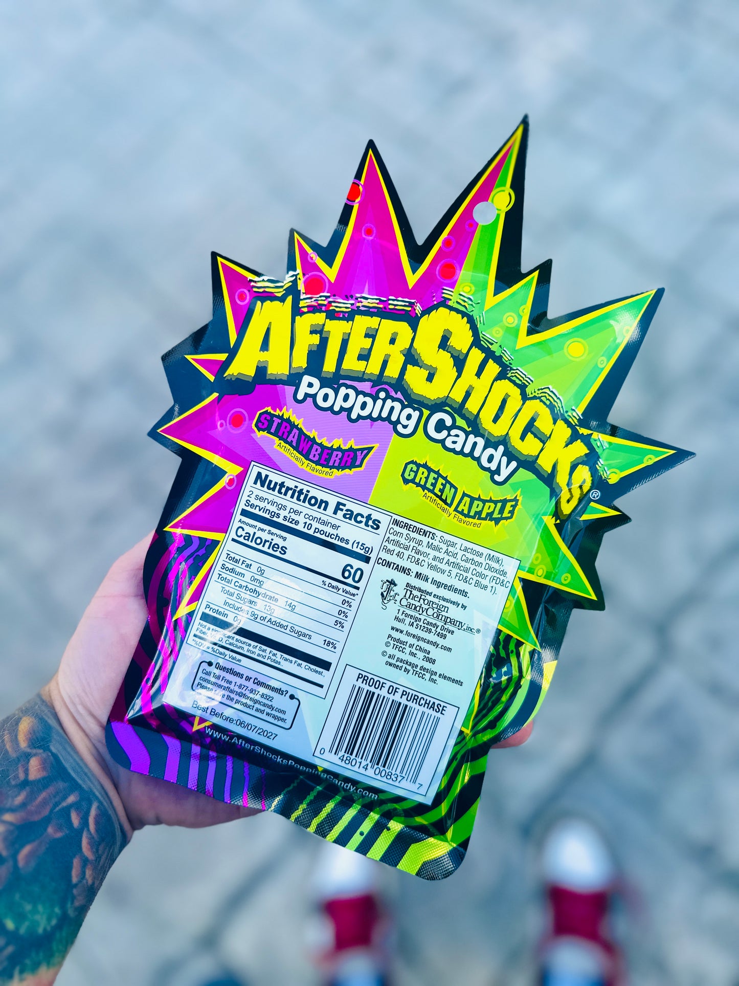 Aftershocks Popping Candy – Green Apple & Strawberry  (20 Pouches)