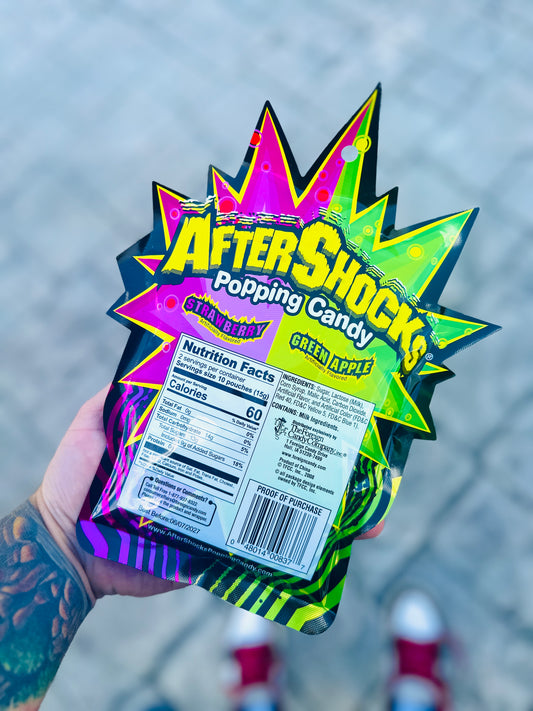 Aftershocks Popping Candy – Green Apple & Strawberry  (20 Pouches)