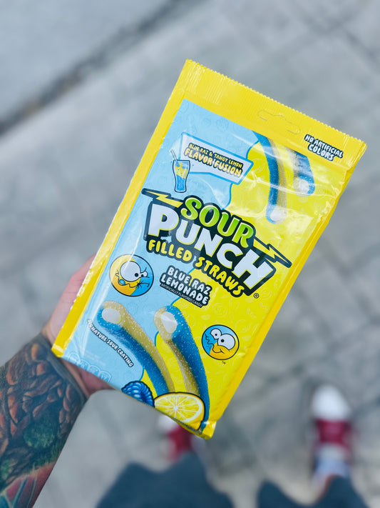 Sour Punch Filled Straws – Blue Raz Lemonade