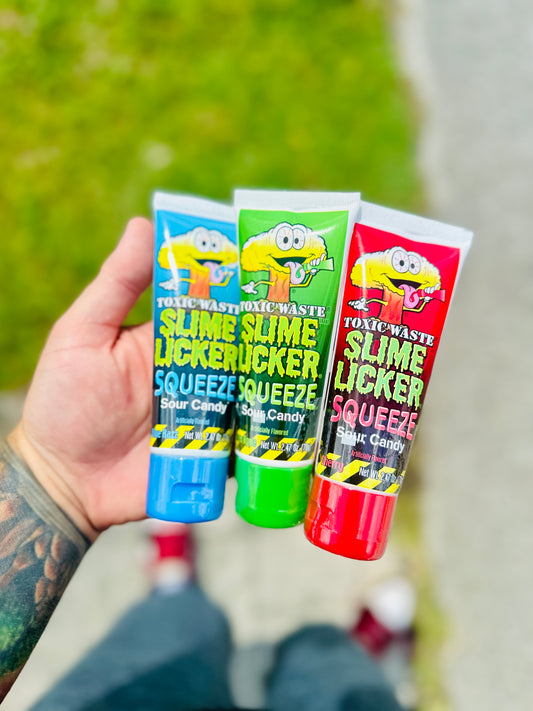 Toxic Waste Slime Licker Squeeze - Trio Pack (Blue Razz , Green Apple , Strawberry ).